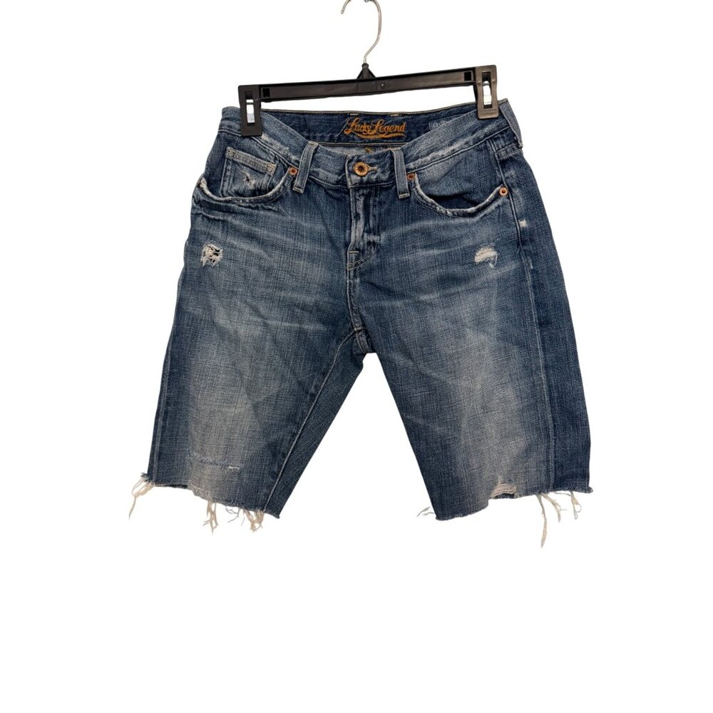 Lucky Brand Legend Dylan Boyfriend Distressed Denim Shorts Size 00/24 Frayed Hem